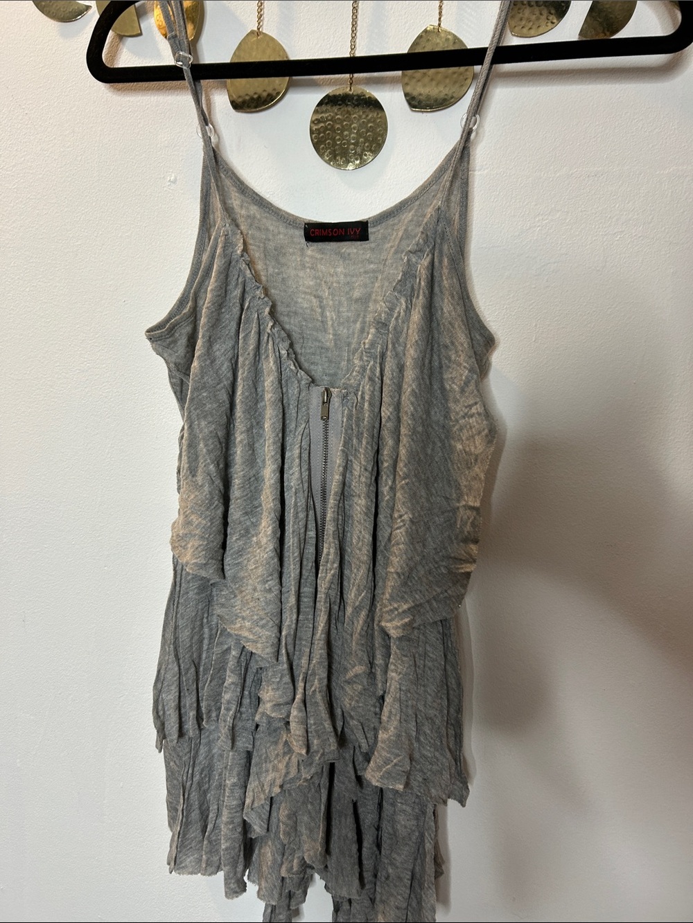 Gray Ruffle Tank Top - Women's